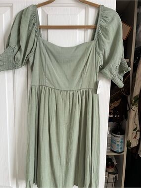 NWT Altered State Sage Puff Sleeve Square Neck Mini Dress